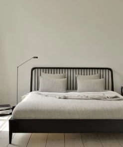 Spindle Bedside Table - / Solid Oak & Glass - 1 Drawer - Ethnicraft -made in design shop bedside table spindle black oak madeindesign 379332 product800