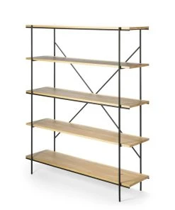 Rise Shelf - / Solid Oak & Metal - L 140 X H 165 Cm - Ethnicraft -made in design shop shelf rise oak black madeindesign 349757 product800