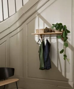 Sector Shelf - / L 87 X D 37 Cm - With Hanger - Ferm Living -made in design shop shelf sector black ash brass madeindesign 392951 product800