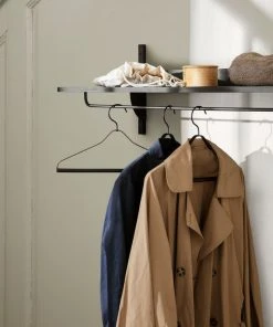 Sector Shelf - / L 87 X D 37 Cm - With Hanger - Ferm Living -made in design shop shelf sector black ash brass madeindesign 392952 product800