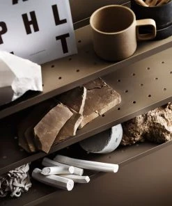 String® Pocket Metal Shelf - / Perforated Steel - L 60 X H 50 Cm - String Furniture -made in design shop shelf stringr pocket metal taupe madeindesign 373633 product800