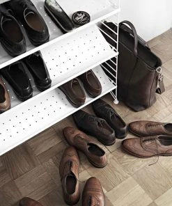 String® System Shelf - Perforated Metal / Magazine & Shoe Holder - L 78 X D 30 Cm - String Furniture -made in design shop shelf stringr system l 78 cm white madeindesign 291343 product800