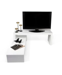Philae Television Table - Pivoting & Extendible / L From 125 To 235 Cm - POP UP HOME -made in design shop television table philae white madeindesign 377700 product800